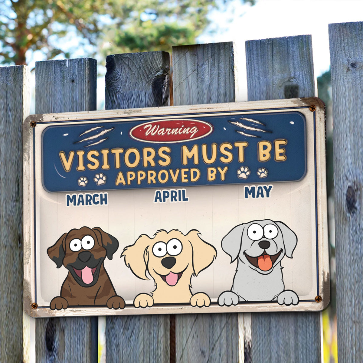 PSMT13 Warning Visitors Must Be Approved By Dog Lover-Personalized Custom Metal Sign 3D Inflated Effect