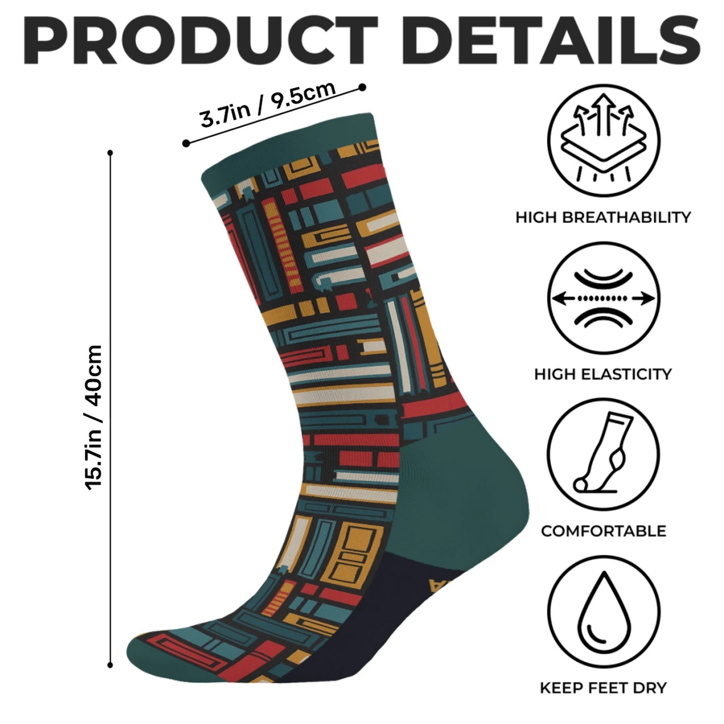 PSSO06 Shhh... I'm Reading Books Lover Bookworms-Personalized Custom Crew Socks