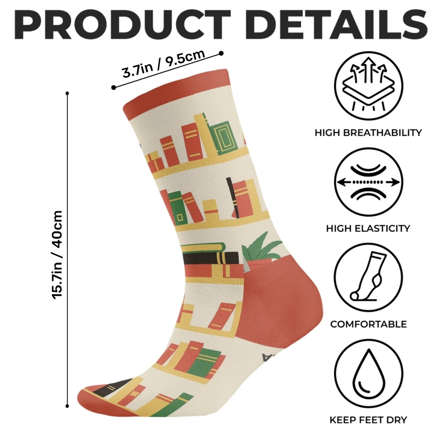 PSSO05 So Many Books So Little Time Books Lover Bookworms-Personalized Custom Crew Socks
