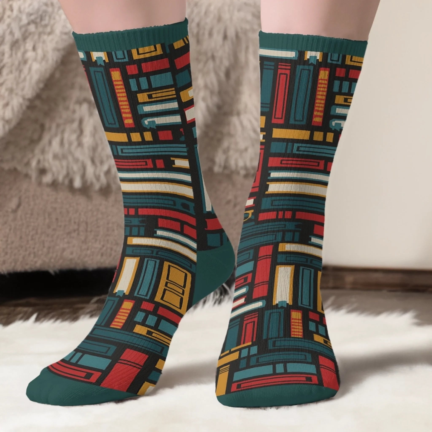 PSSO06 Shhh... I'm Reading Books Lover Bookworms-Personalized Custom Crew Socks