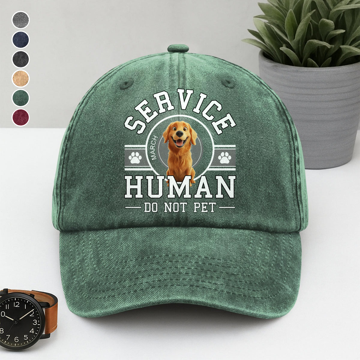 PSC01 Dog Service Human Do Not Pet - Personalized Custom Wash Denim Cap