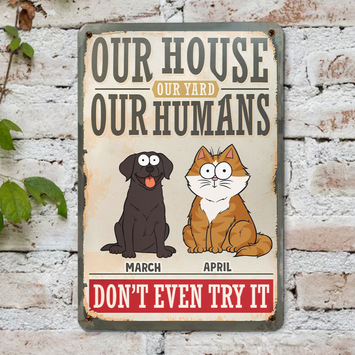 PSMT16 My House My Yard My Human Don't Even Try It Dog Lover-Personalized Custom Metal Sign