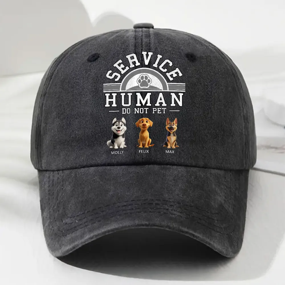 PSC01 Dog Service Human Do Not Pet - Personalized Custom Wash Denim Cap