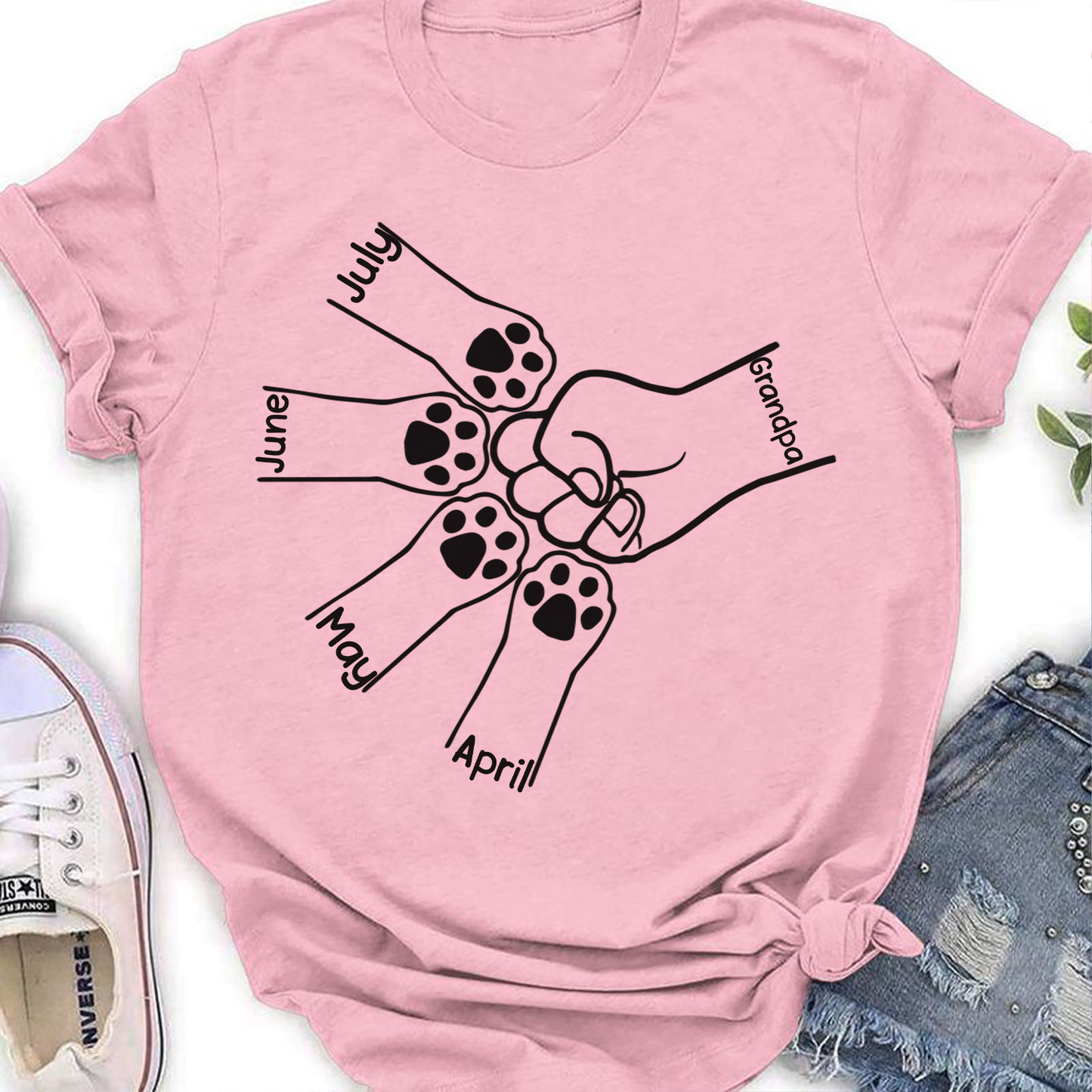 ETT3051 Paws And Human Fist Bump-Personalized Custom T-shirt