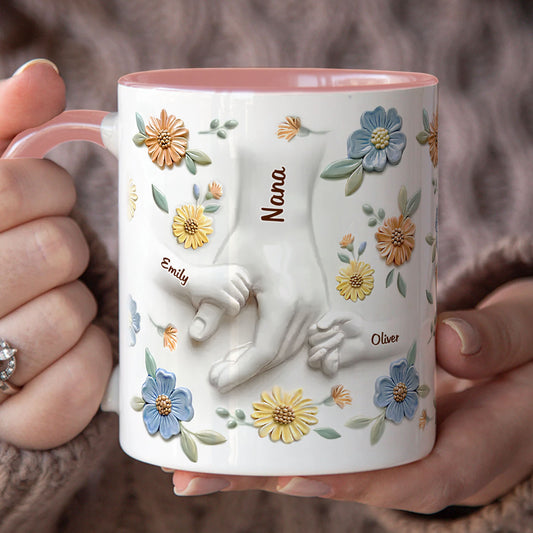 PST137 Hold My Hand 3D Inflated Effect Printed - Personalized White Mug Accent Mug