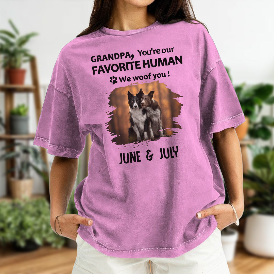 Miah1501 Dad Mom You're My Favorite Human I Woof You - Personalized Custom Washed T-shirt