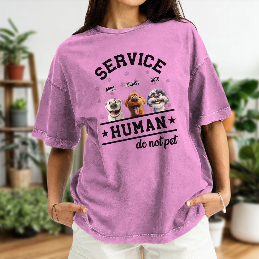 PST61 Service Human Do not Pet Dog Lover - Personalized Custom Washed T-shirt