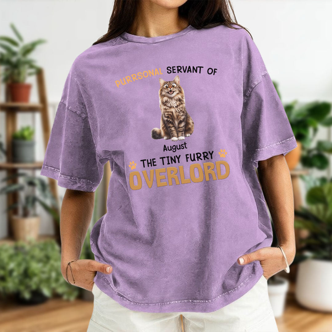 ETT2792 Purrsonal Servant Of Tiny Overlord Cat - Personalized Custom Washed T-shirt