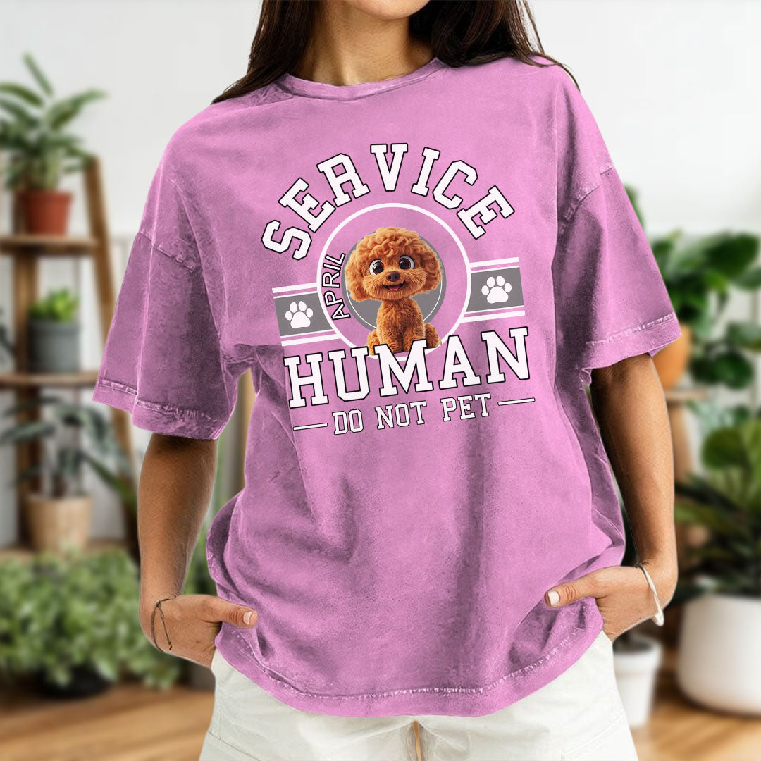 PST87 Dog Service Human Do Not Pet - Personalized Custom Washed T-shirt