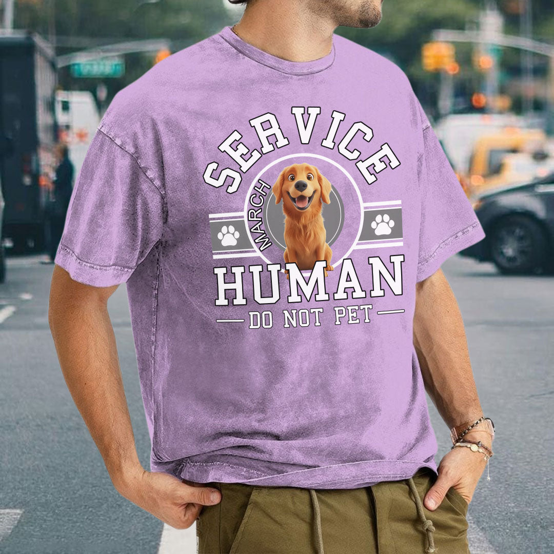 PST87 Dog Service Human Do Not Pet - Personalized Custom Washed T-shirt