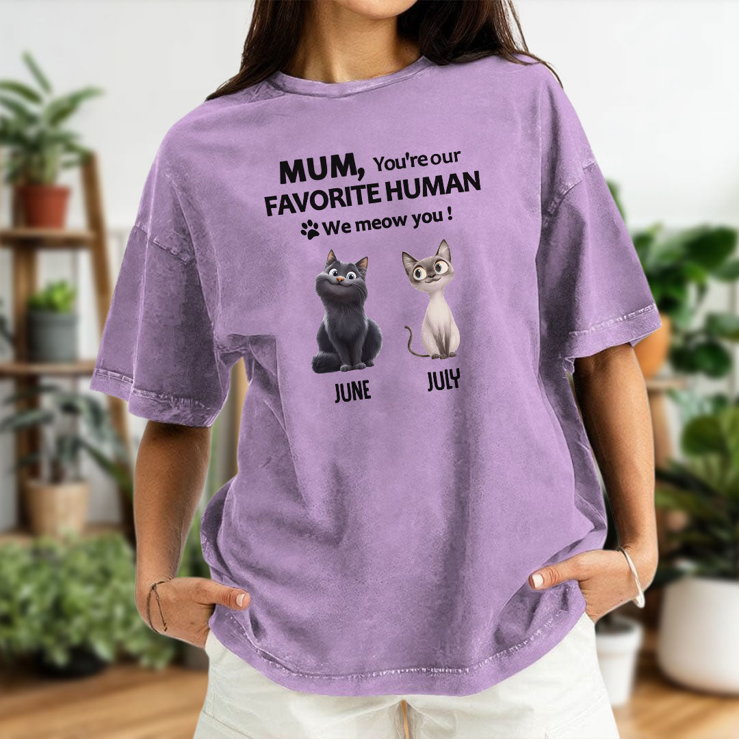 Miah1512 Dad Mom You're My Favorite Human I Meow You - Personalized Custom Washed T-shirt