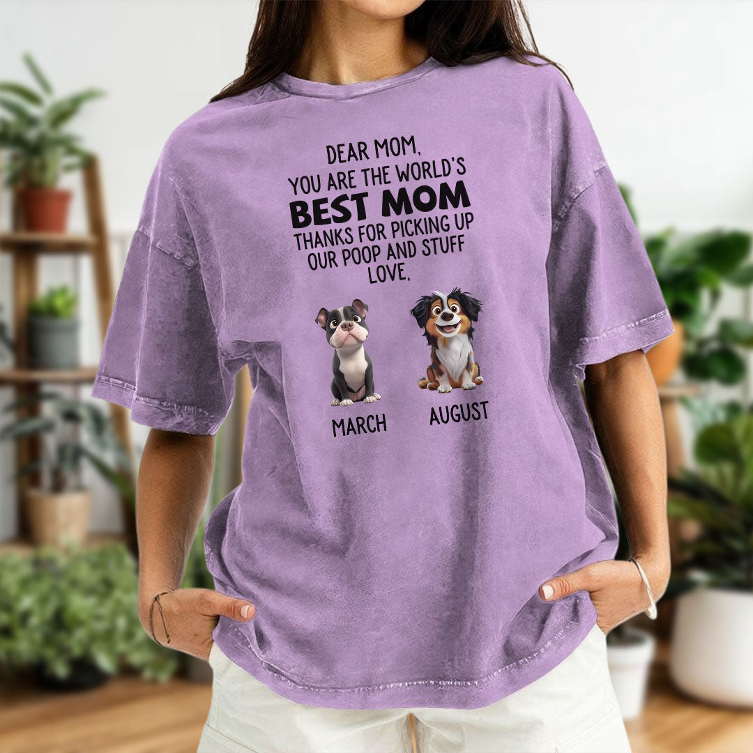 ETT2680a Thanks For Picking Up My Poop And Stuff Love - Personalized Custom Washed T-shirt