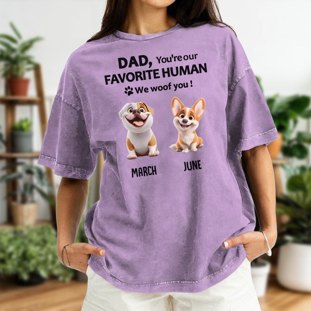 Miah1501 Dad Mom You're My Favorite Human I Woof You - Personalized Custom Washed T-shirt
