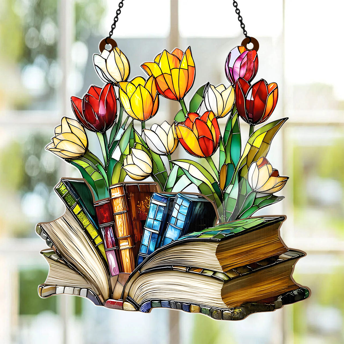 PSSW21 Flower Book Window Hanging Suncatcher Ornament