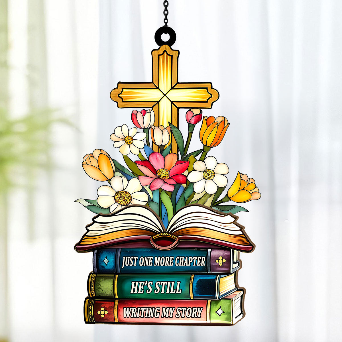 PSSW15 Just One More Chapter Window Hanging Suncatcher Ornament
