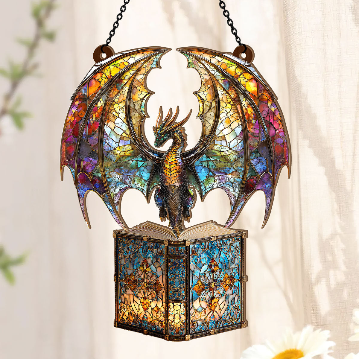 PSSW12 I Am A Book Dragon Window Hanging Suncatcher Ornament