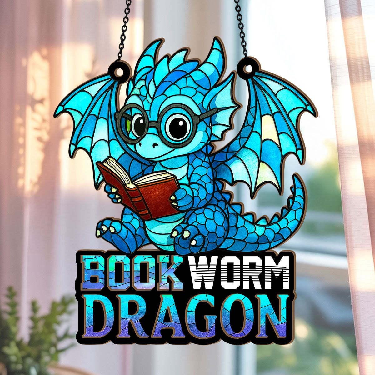 PSSW06 Book Dragon Window Hanging Suncatcher Ornament