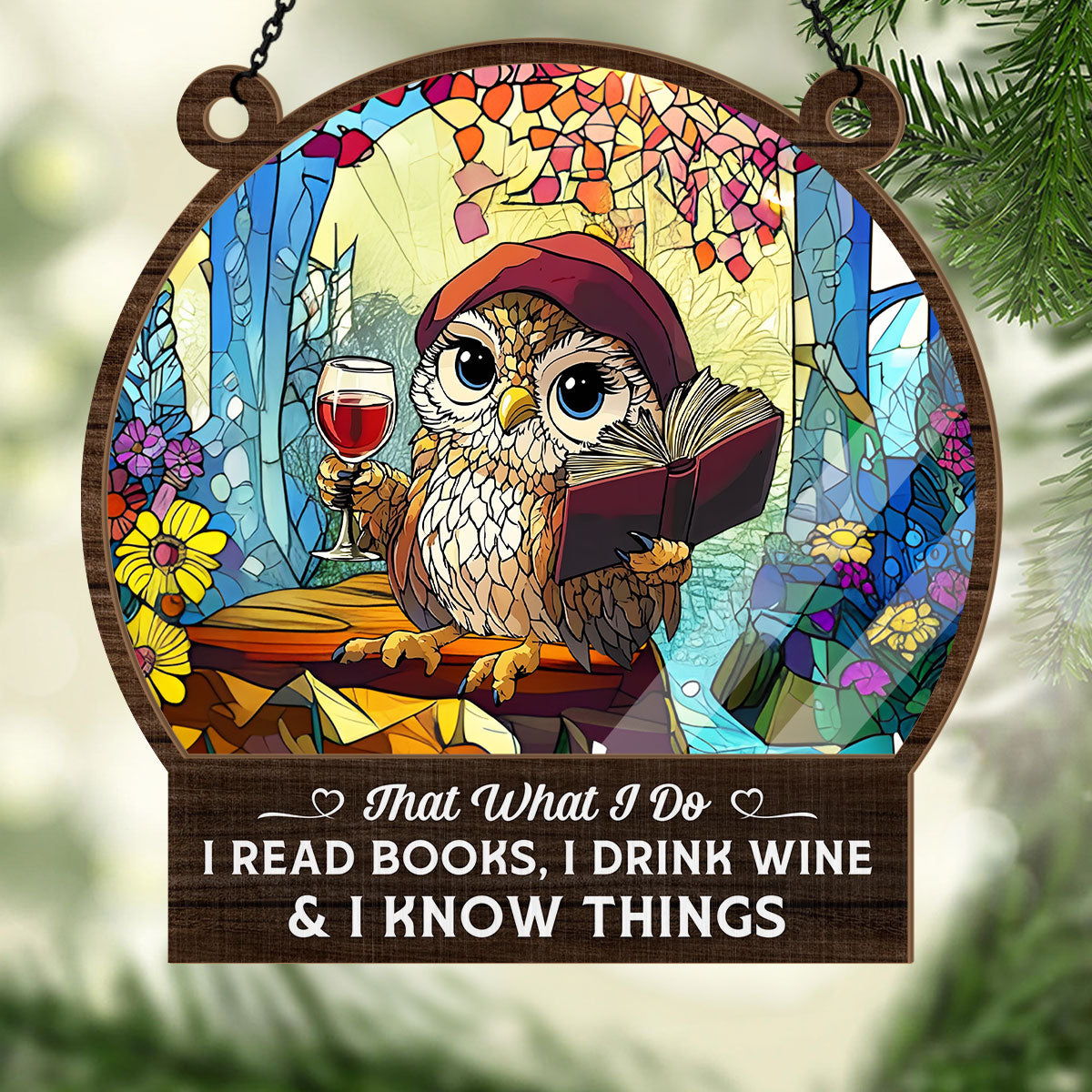 PSSW19 I Read Books And I Know Things Window Hanging Suncatcher Ornament