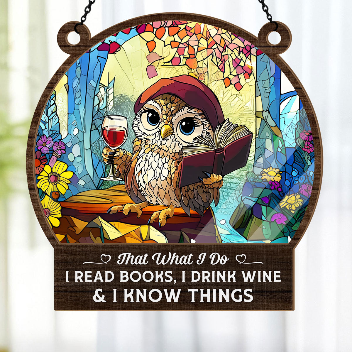 PSSW19 I Read Books And I Know Things Window Hanging Suncatcher Ornament