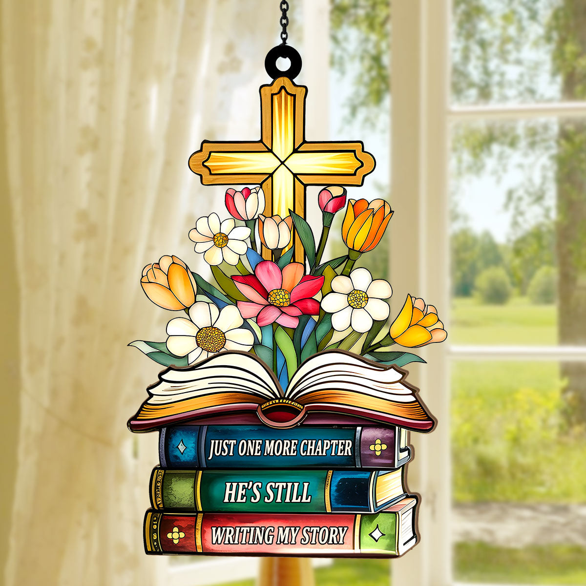 PSSW15 Just One More Chapter Window Hanging Suncatcher Ornament