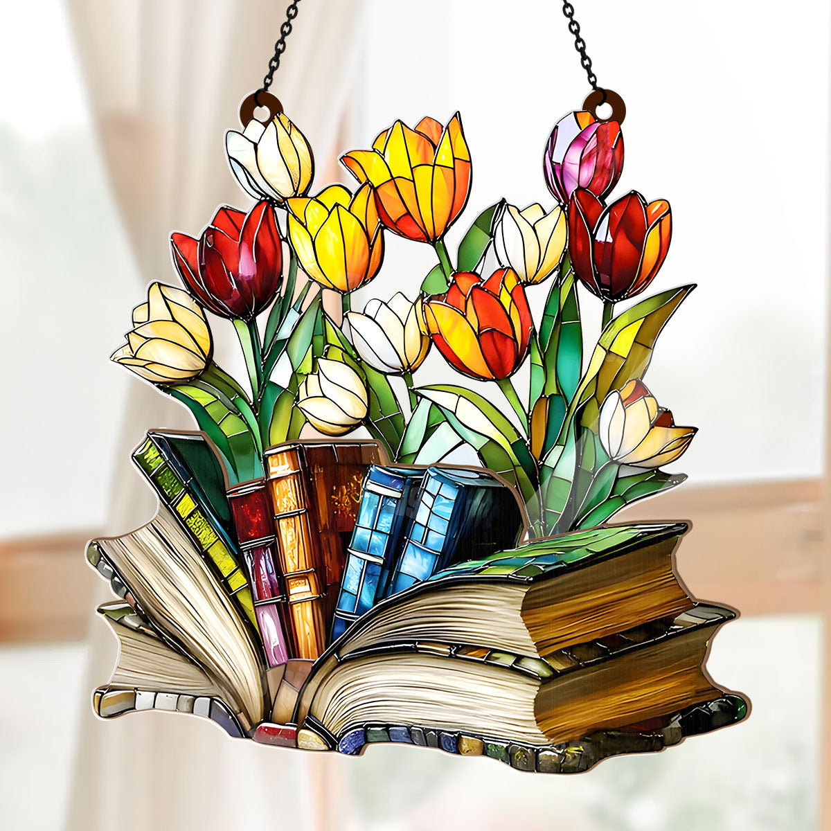PSSW21 Flower Book Window Hanging Suncatcher Ornament