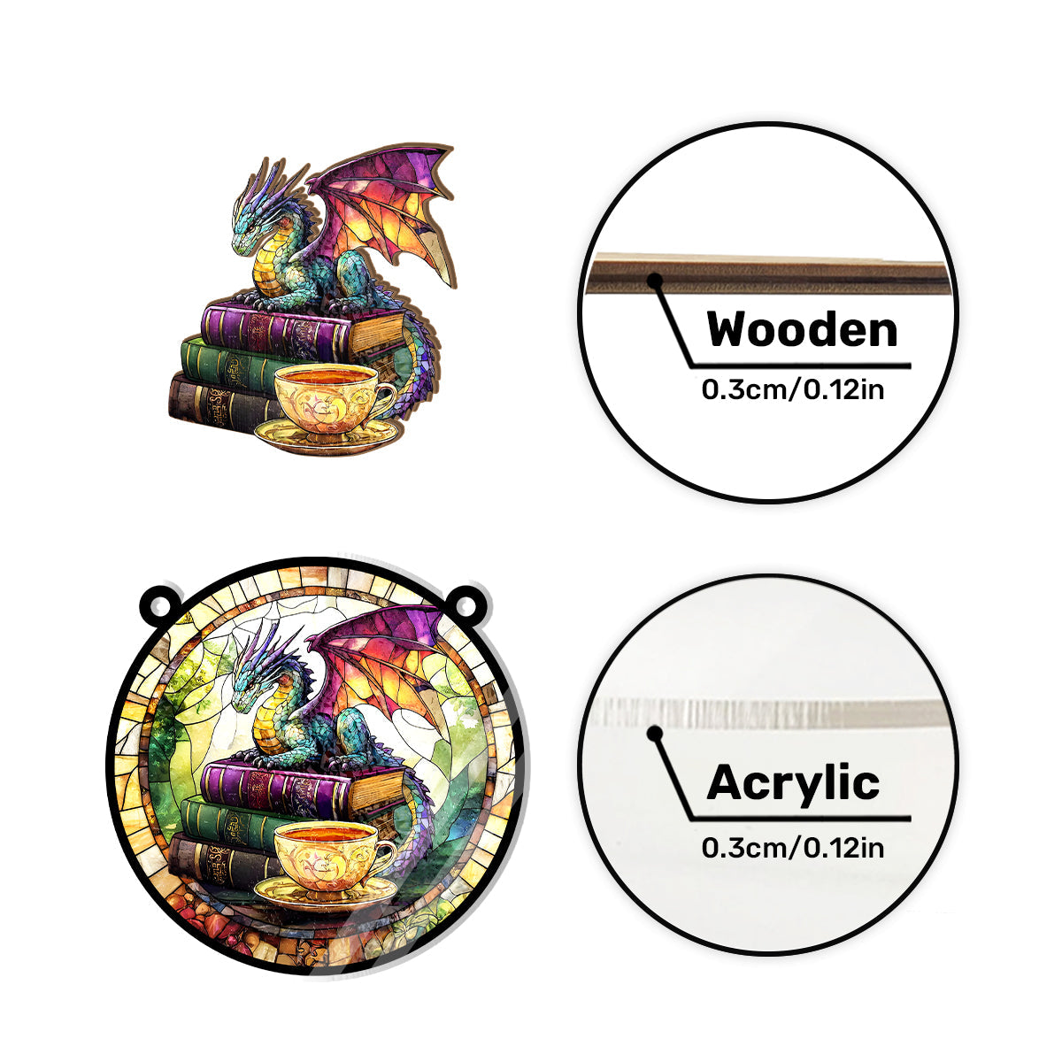 PSSW16 Book Dragon Window Hanging Suncatcher Ornament