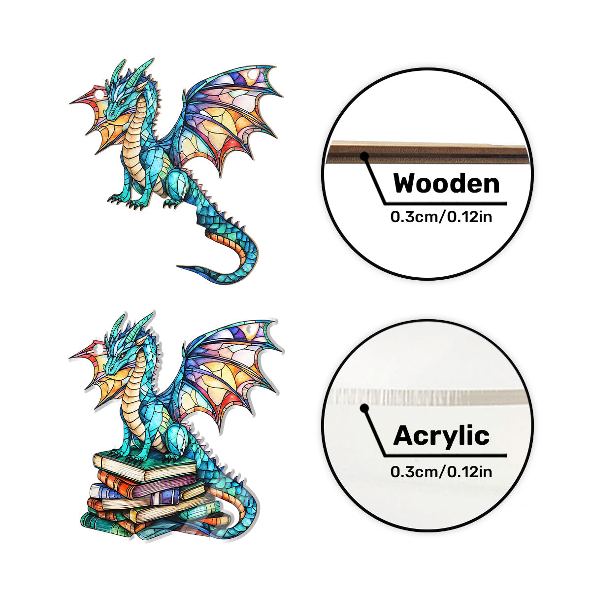 PSSW07 Book Dragon Window Hanging Suncatcher Ornament