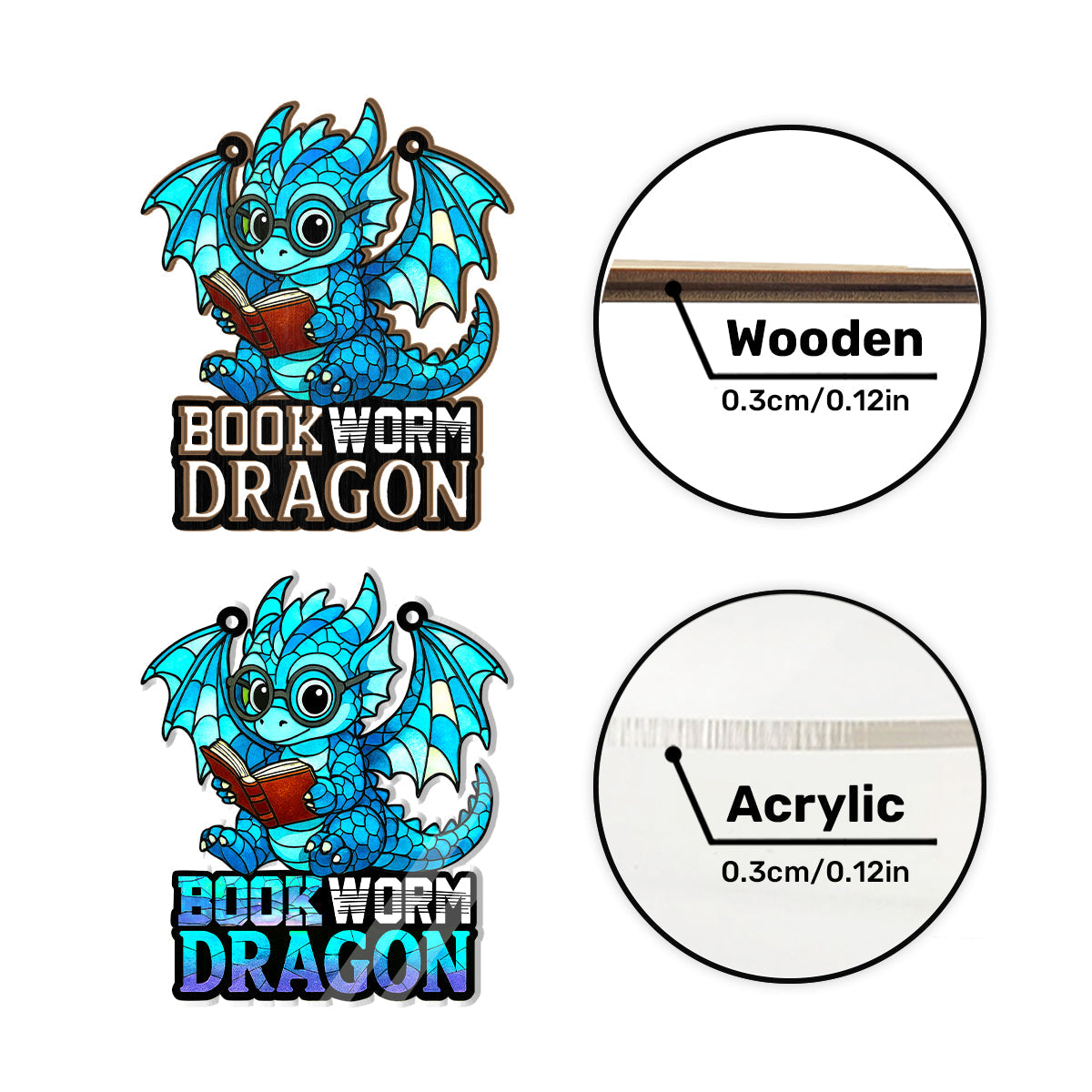 PSSW06 Book Dragon Window Hanging Suncatcher Ornament