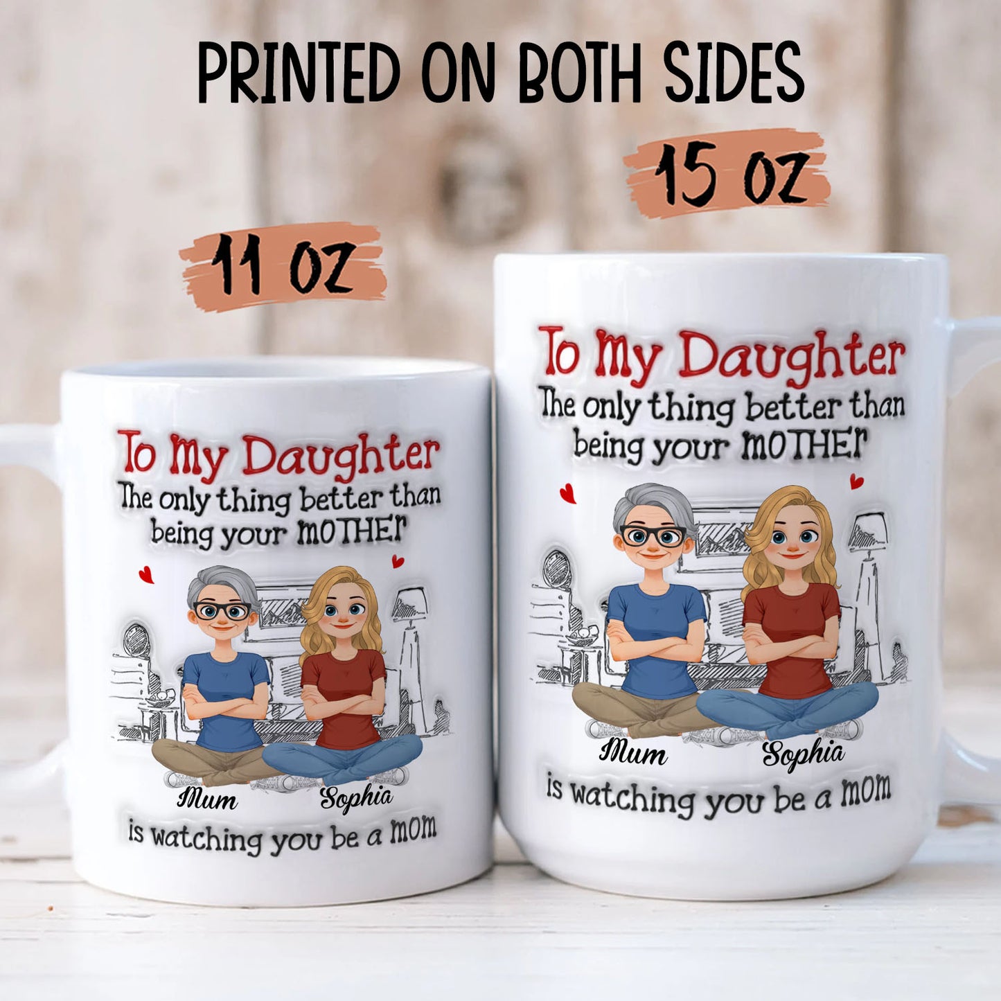 PST163 To My Daughter Being Your Mother - Personalized White Mug Accent Mug