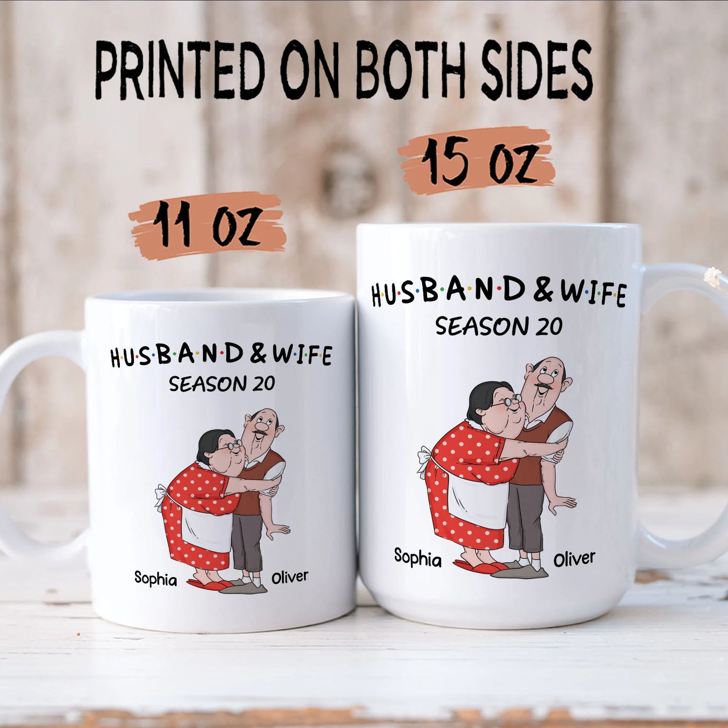 PST129 Hubby and Wifey Old Funny Couple - White Mug Accent Mug