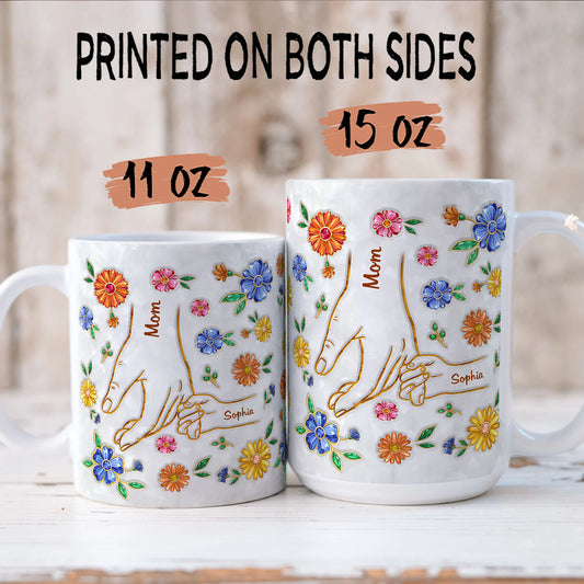 PST139 Hold My Hand 3D Inflated Effect Printed - Personalized White Mug Accent Mug