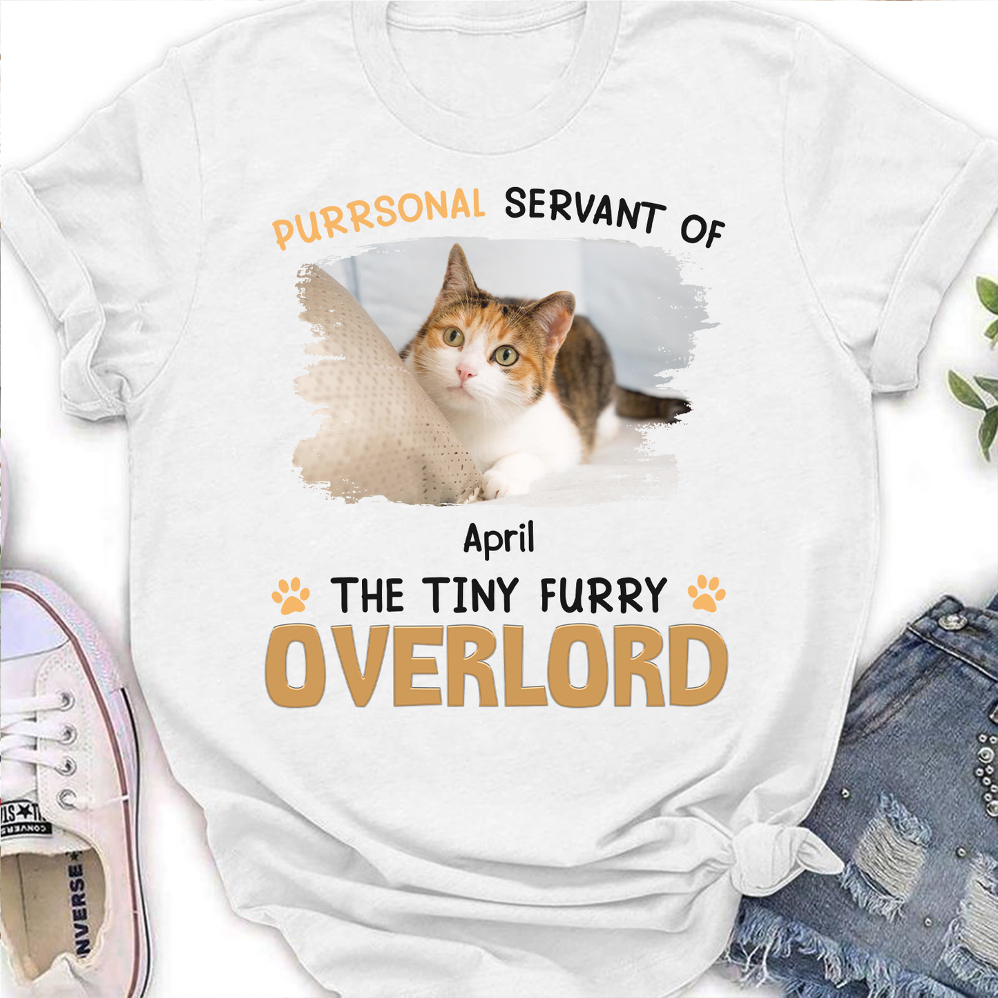 ETT2792 Purrsonal Servant Of Tiny Overlord Cat-Personalized Custom T-shirt