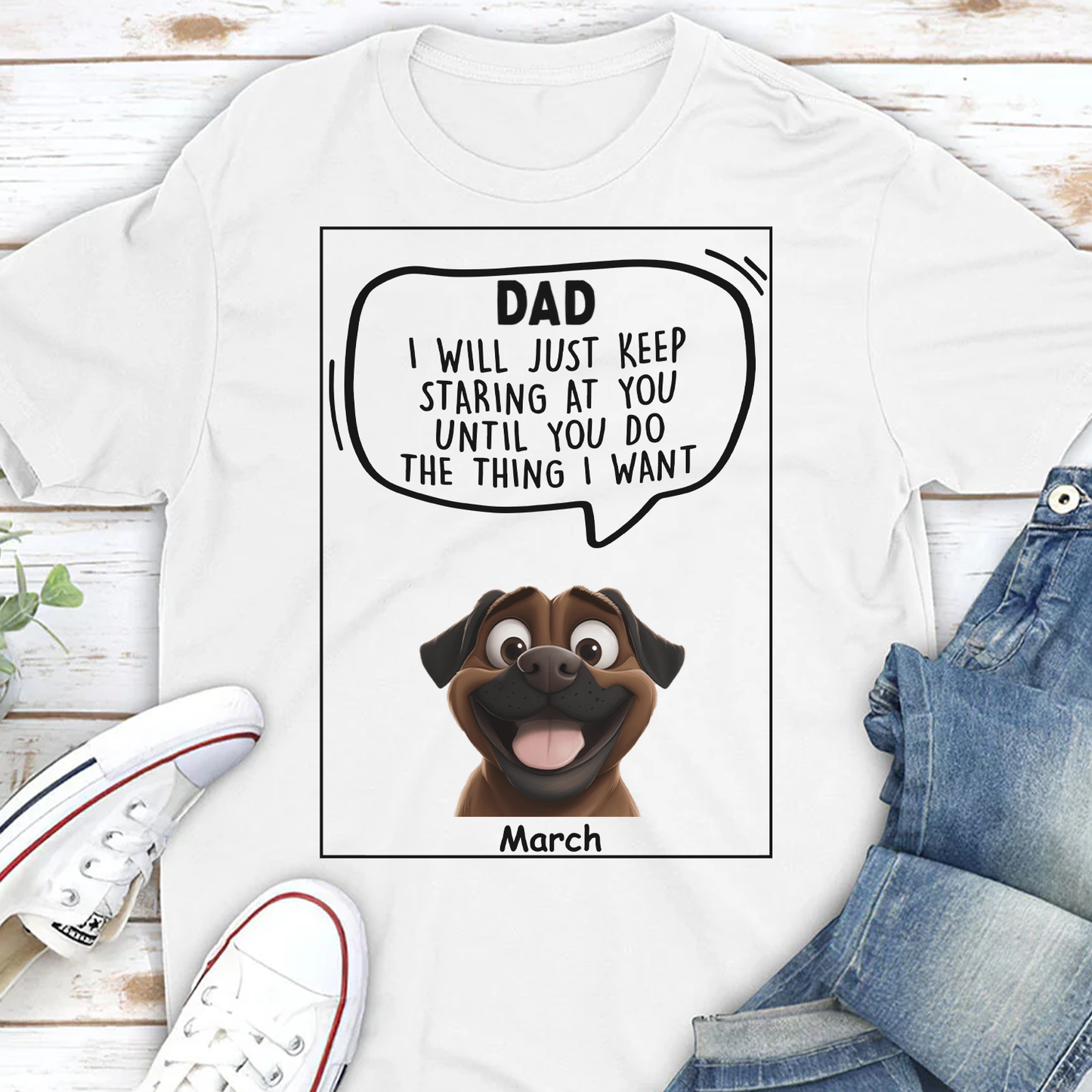 Miah1472 Dad Mom I Will Just Keep Staring At You Until You Do The Thing I Want-Personalized Custom T-shirt