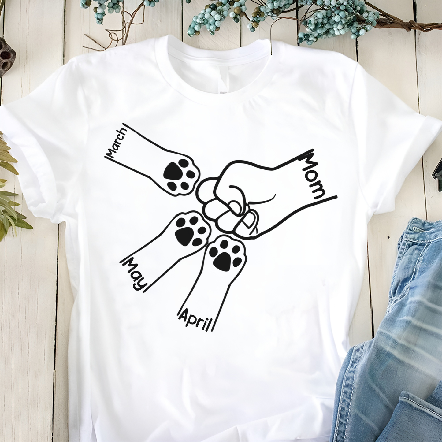 ETT3051 Paws And Human Fist Bump-Personalized Custom T-shirt