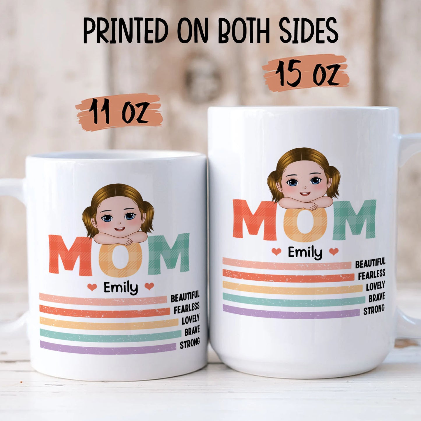 PST197 Beautiful, Fearless And Lovely Mommy - Personalized White Mug Accent Mug