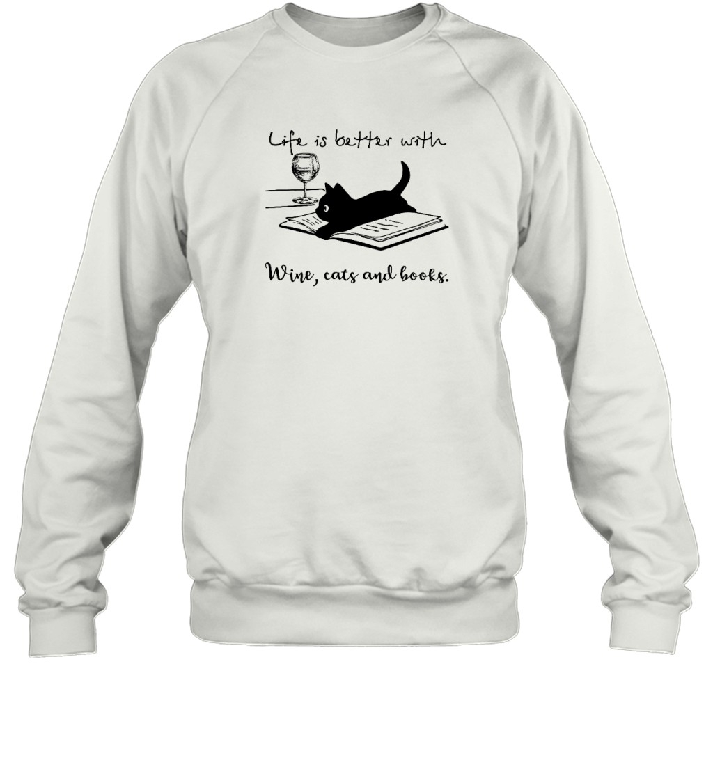 Miah869_wine Life Is Better With Wine, Cats And Books