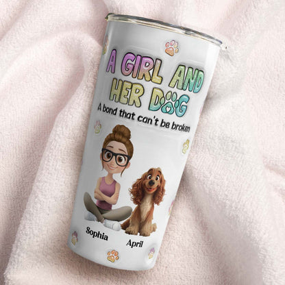 PSTB26 A Girl And Her Dog 3D Inflated Effect - Personalized Custom Tumbler