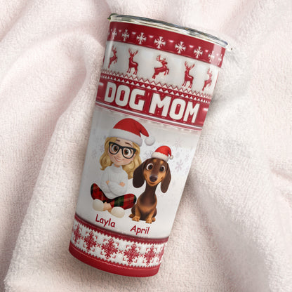PSTB11 Dog Mom Dog Lover Christmas Ver 3D Inflated Effect - Personalized Custom Tumbler