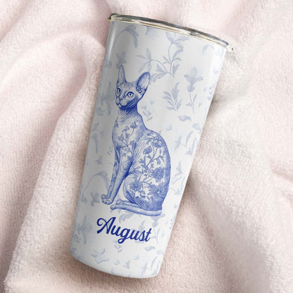 PSTB24 Toile De Jouy French Cat Lover - Personalized Custom Tumbler