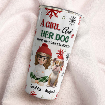 PSTB25 Girl And Her Dog Chirstmas - Personalized Custom Tumbler