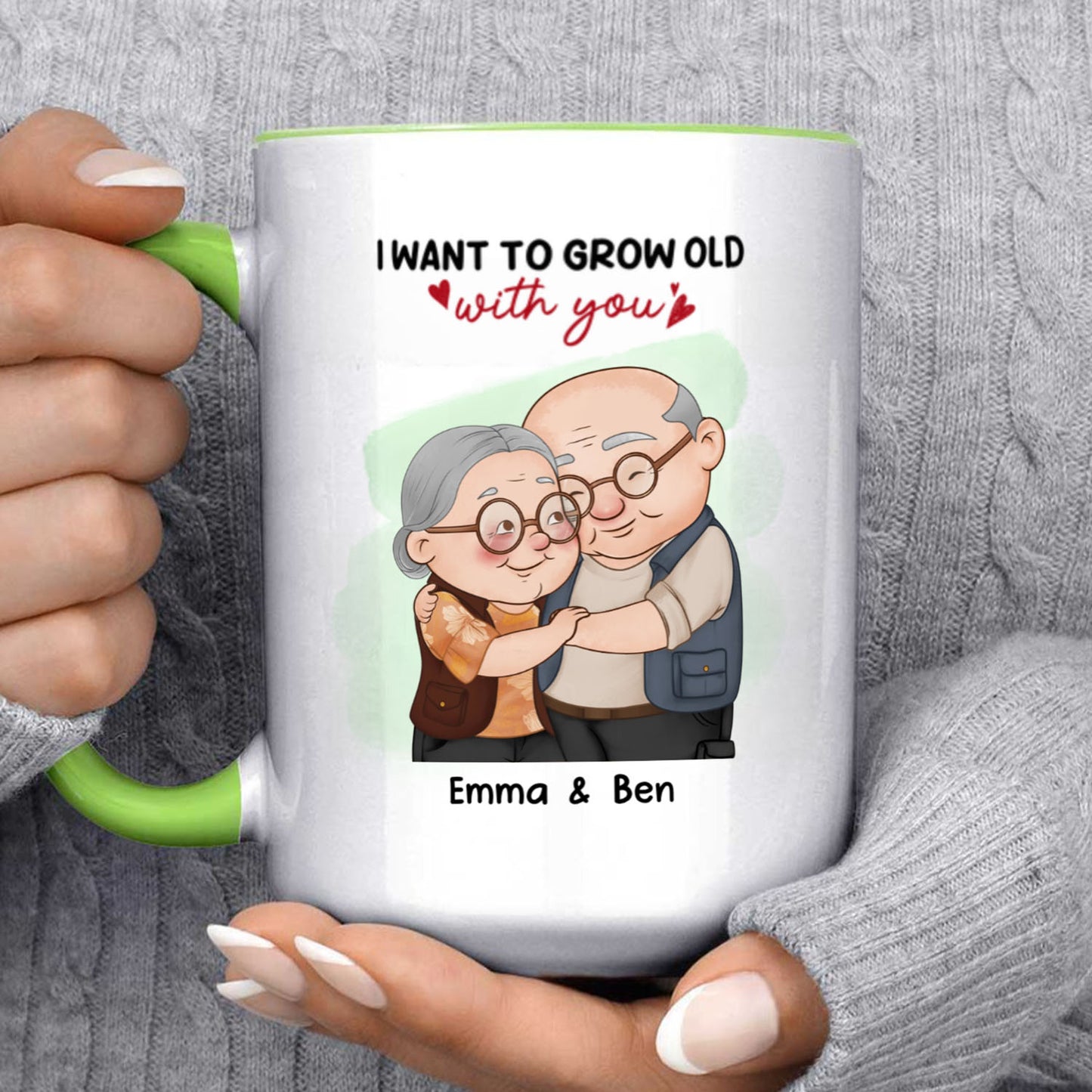 UPST01 I Want To Grow Old With You - Personalized White Mug Accent Mug
