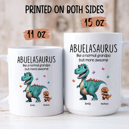 TPST179 Grandmasaurus And Kids 3D Effect Dinosaurs - Personalized White Mug Accent Mug