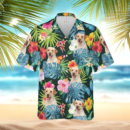 PSH20 Personalized Pet's Lover Hibiscus Butterflies - Custom Hawaiian Shirt