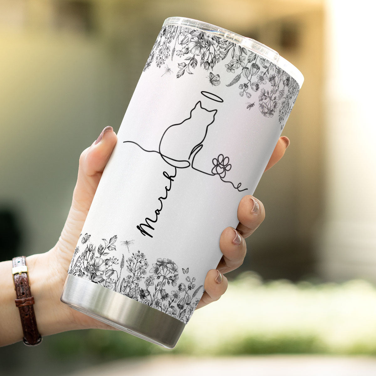 PSTB22 Toile De Jouy French Cat Line - Personalized Custom Tumbler