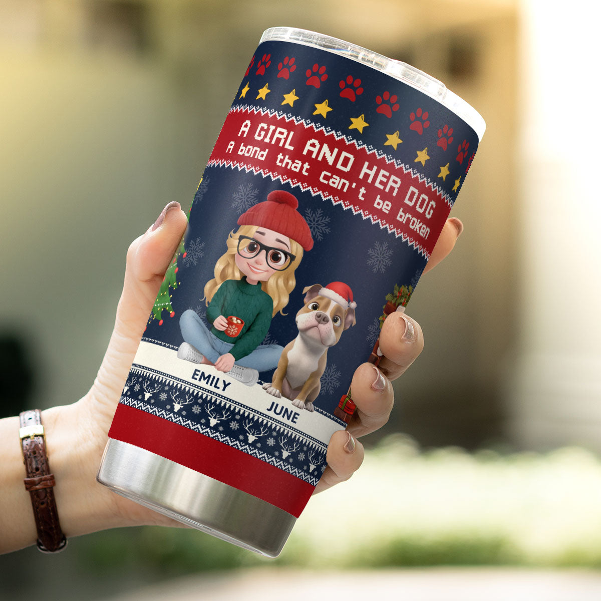 PSTB19 A Girl And Her Dog Xmas - Personalized Custom Tumbler