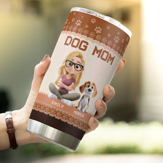 PSTB13 Dog Mom Mum Autumn Leave 3D Cartoon Cute - Personalized Custom Tumbler
