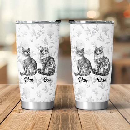 PSTB24 Toile De Jouy French Cat Lover - Personalized Custom Tumbler