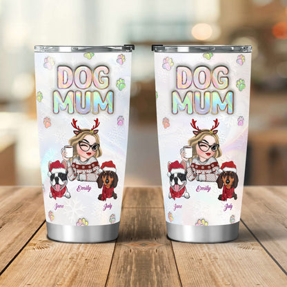 PSTB05 Dog Mom Dog Mum 3D Inflated Effect Christmas Ver - Personalized Custom Tumbler
