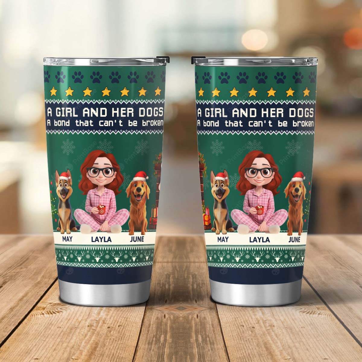 PSTB19 A Girl And Her Dog Xmas - Personalized Custom Tumbler