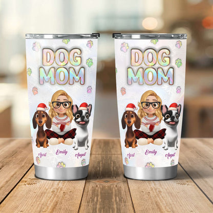 PSTB04 Dog Mom Dog Lover 3D Inflated Effect Christmas Ver - Personalized Custom Tumbler